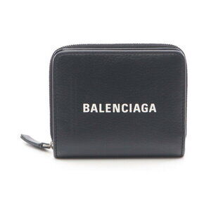 Balenciaga Billfold Leather Bi fold Wallet Black